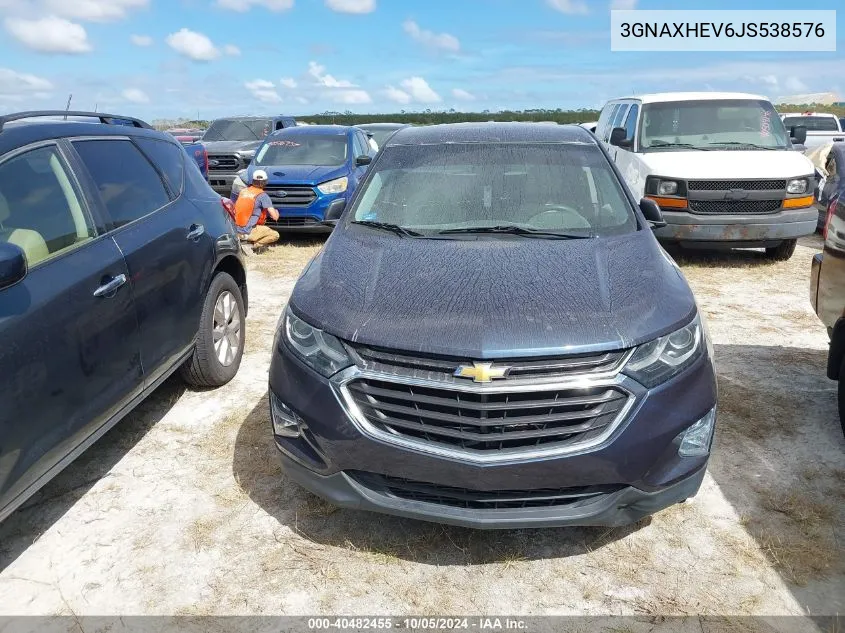 2018 Chevrolet Equinox Ls VIN: 3GNAXHEV6JS538576 Lot: 40482455