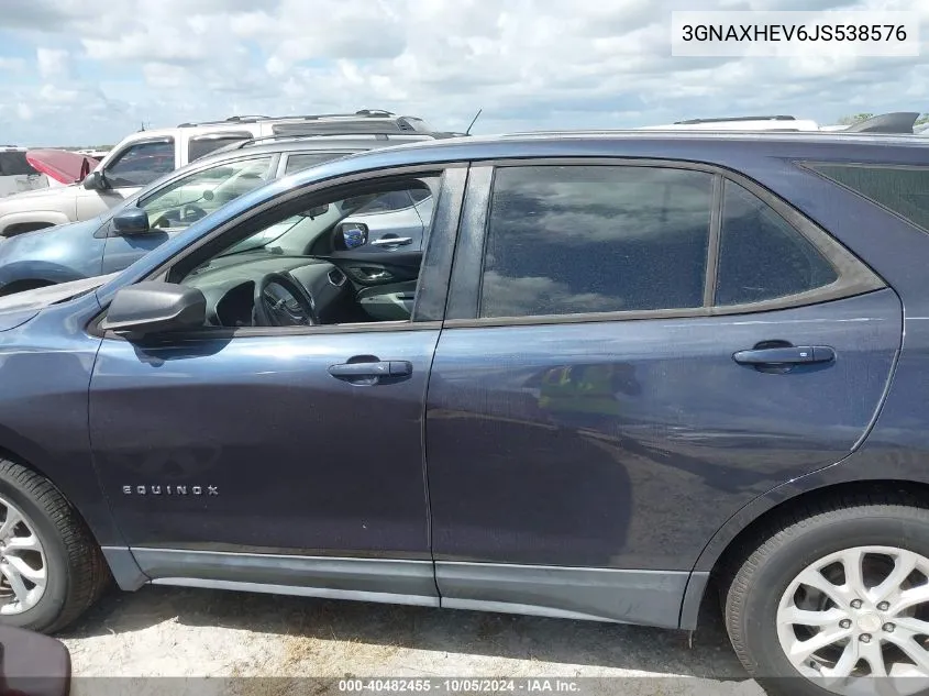 2018 Chevrolet Equinox Ls VIN: 3GNAXHEV6JS538576 Lot: 40482455