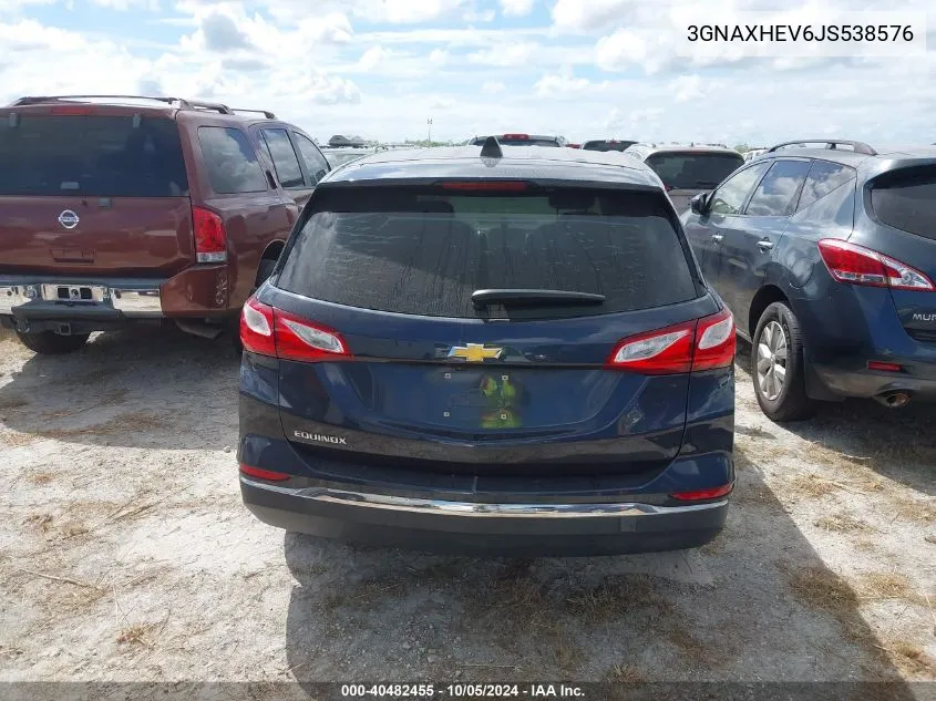 2018 Chevrolet Equinox Ls VIN: 3GNAXHEV6JS538576 Lot: 40482455