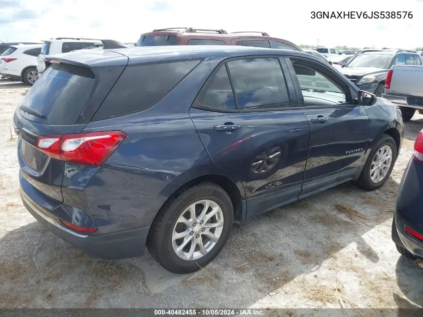 2018 Chevrolet Equinox Ls VIN: 3GNAXHEV6JS538576 Lot: 40482455