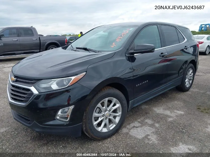 2018 Chevrolet Equinox Lt VIN: 2GNAXJEV0J6243687 Lot: 40492864