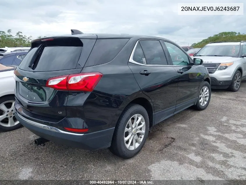 2018 Chevrolet Equinox Lt VIN: 2GNAXJEV0J6243687 Lot: 40492864