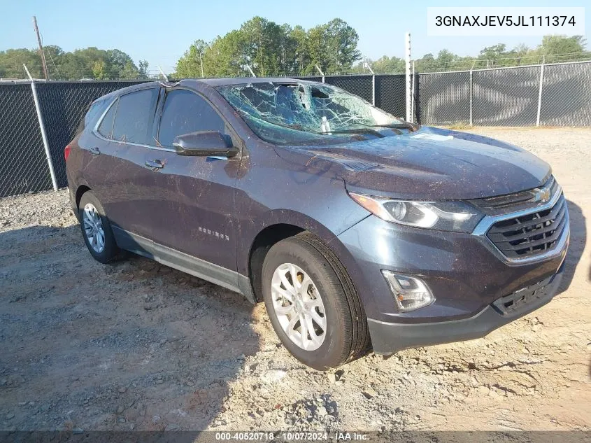 2018 Chevrolet Equinox Lt VIN: 3GNAXJEV5JL111374 Lot: 40520718