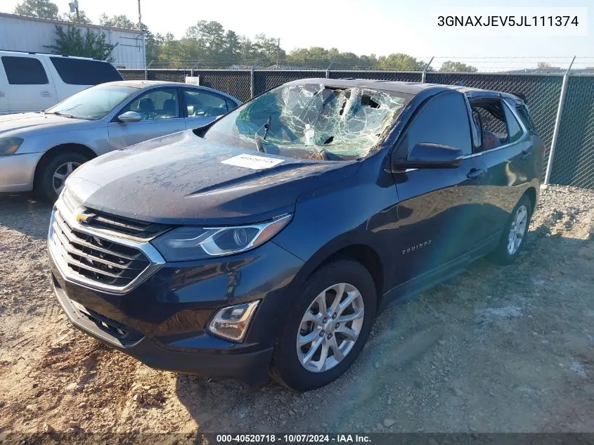 2018 Chevrolet Equinox Lt VIN: 3GNAXJEV5JL111374 Lot: 40520718