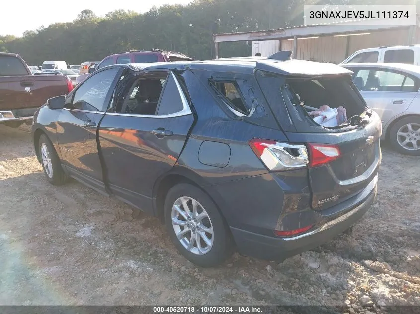 2018 Chevrolet Equinox Lt VIN: 3GNAXJEV5JL111374 Lot: 40520718