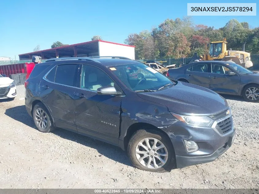 2018 Chevrolet Equinox Lt VIN: 3GNAXSEV2JS578294 Lot: 40523945