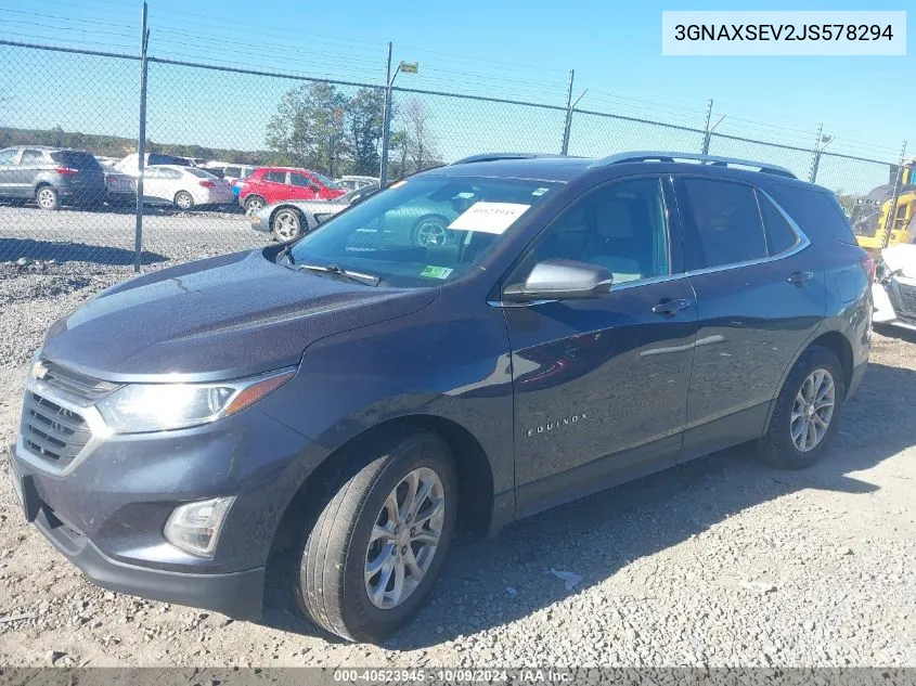 2018 Chevrolet Equinox Lt VIN: 3GNAXSEV2JS578294 Lot: 40523945