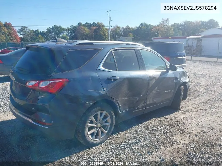 2018 Chevrolet Equinox Lt VIN: 3GNAXSEV2JS578294 Lot: 40523945