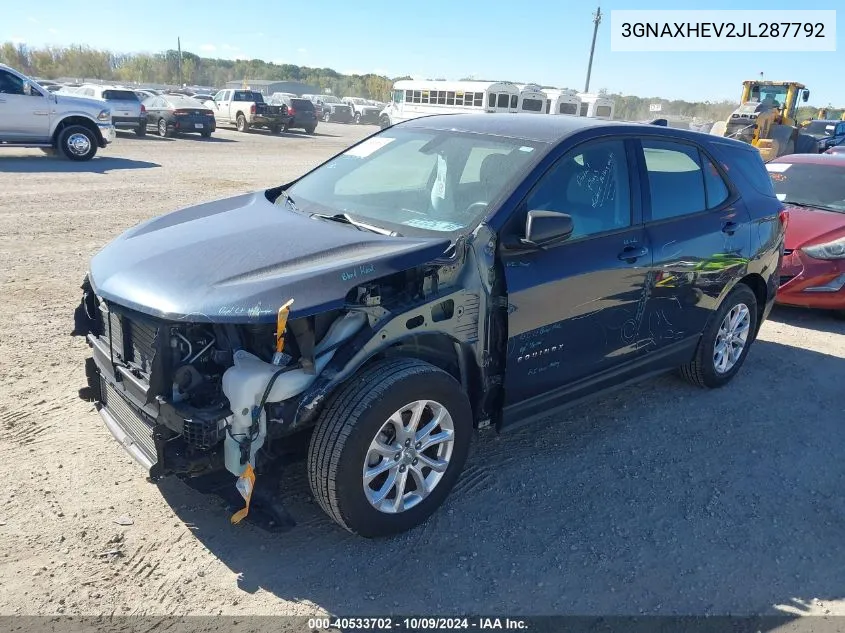 2018 Chevrolet Equinox Ls VIN: 3GNAXHEV2JL287792 Lot: 40533702