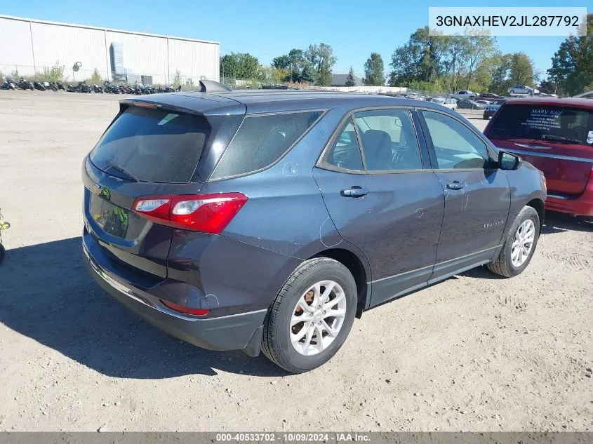 2018 Chevrolet Equinox Ls VIN: 3GNAXHEV2JL287792 Lot: 40533702