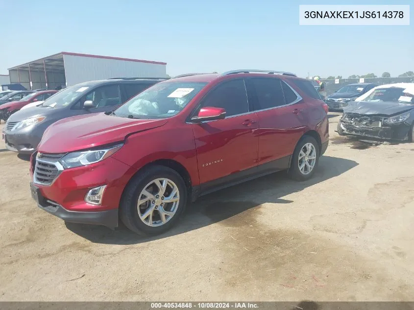 2018 Chevrolet Equinox Lt VIN: 3GNAXKEX1JS614378 Lot: 40534848