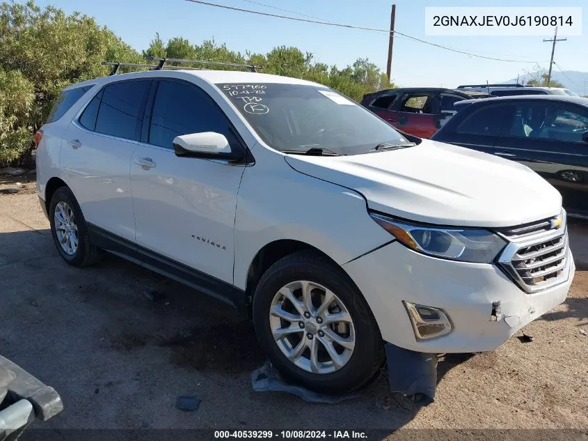 2018 Chevrolet Equinox Lt VIN: 2GNAXJEV0J6190814 Lot: 40539299