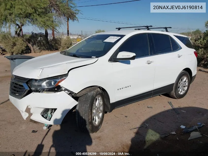 2018 Chevrolet Equinox Lt VIN: 2GNAXJEV0J6190814 Lot: 40539299