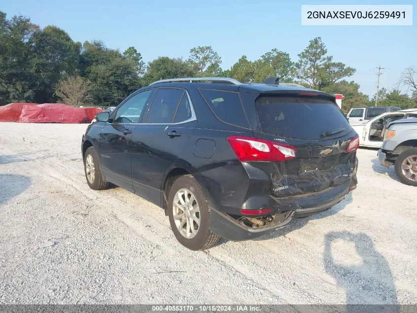 2018 Chevrolet Equinox Lt VIN: 2GNAXSEV0J6259491 Lot: 40553170