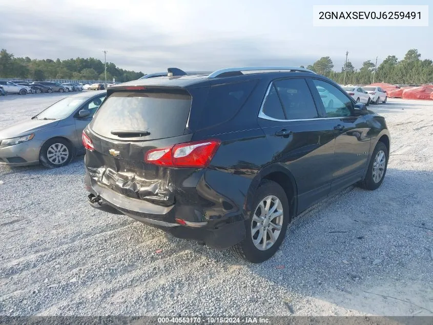 2018 Chevrolet Equinox Lt VIN: 2GNAXSEV0J6259491 Lot: 40553170