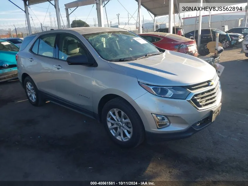 2018 Chevrolet Equinox Ls VIN: 3GNAXHEV8JS562894 Lot: 40561581