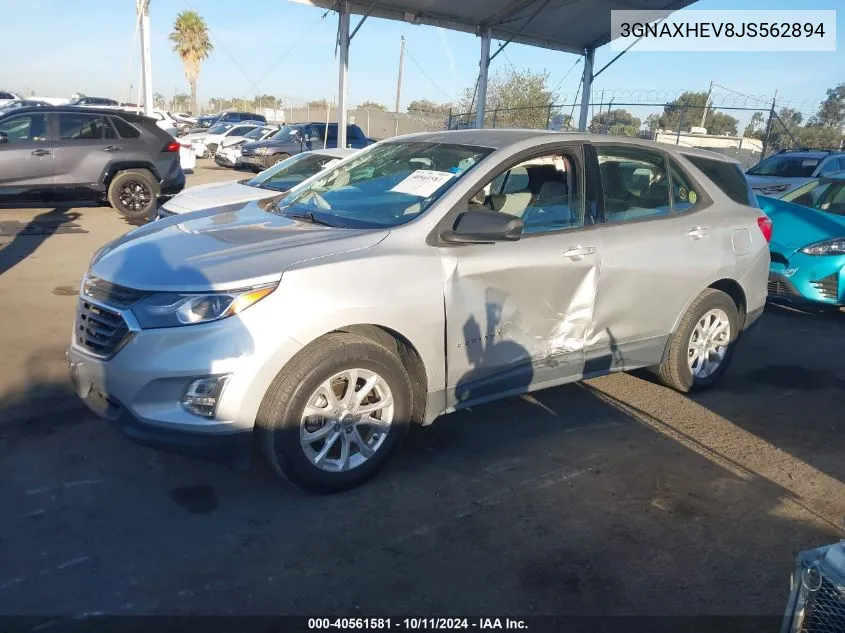 2018 Chevrolet Equinox Ls VIN: 3GNAXHEV8JS562894 Lot: 40561581