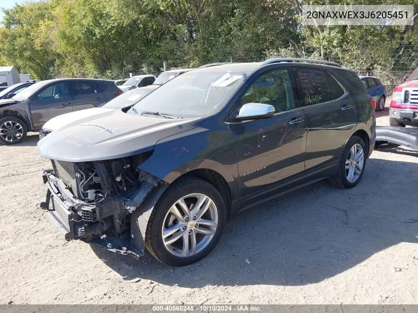 2018 Chevrolet Equinox Premier VIN: 2GNAXWEX3J6205451 Lot: 40568245