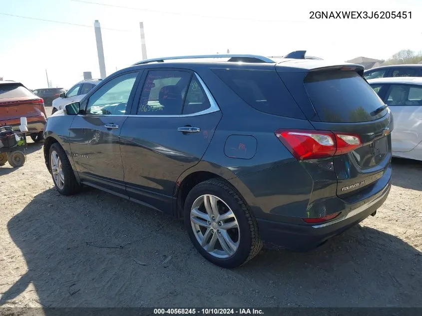 2018 Chevrolet Equinox Premier VIN: 2GNAXWEX3J6205451 Lot: 40568245