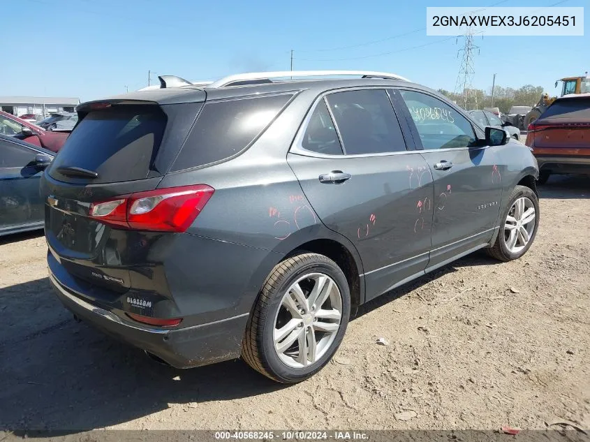 2018 Chevrolet Equinox Premier VIN: 2GNAXWEX3J6205451 Lot: 40568245