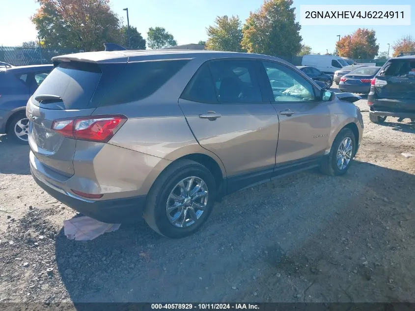 2018 Chevrolet Equinox Ls VIN: 2GNAXHEV4J6224911 Lot: 40578929