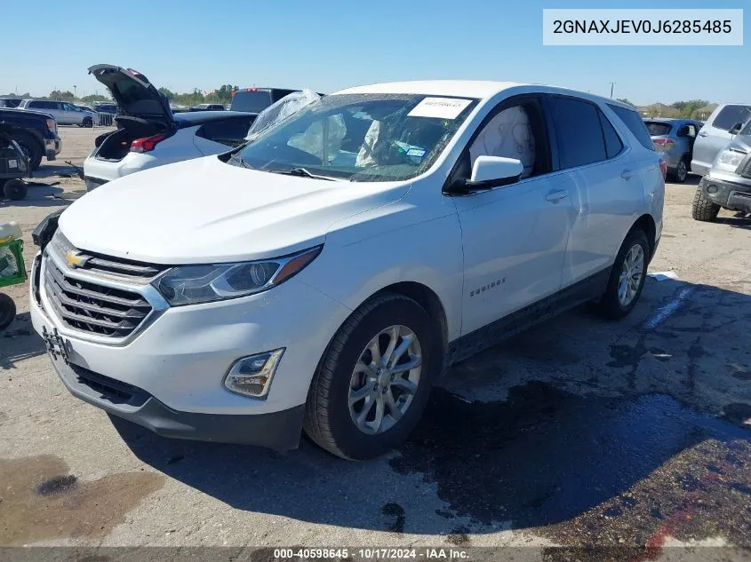 2018 Chevrolet Equinox Lt VIN: 2GNAXJEV0J6285485 Lot: 40598645