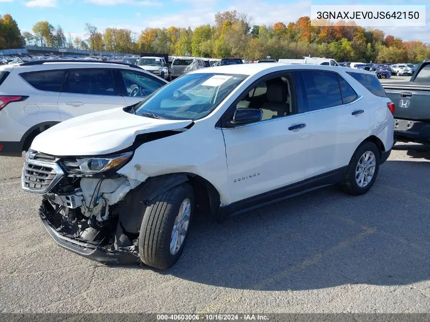 2018 Chevrolet Equinox Lt VIN: 3GNAXJEV0JS642150 Lot: 40603006