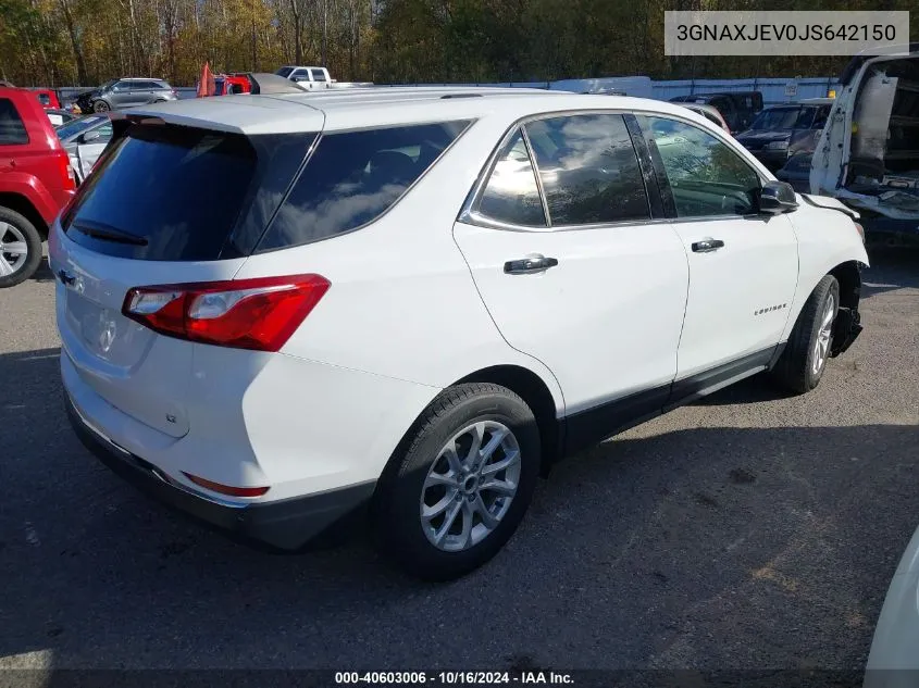 2018 Chevrolet Equinox Lt VIN: 3GNAXJEV0JS642150 Lot: 40603006