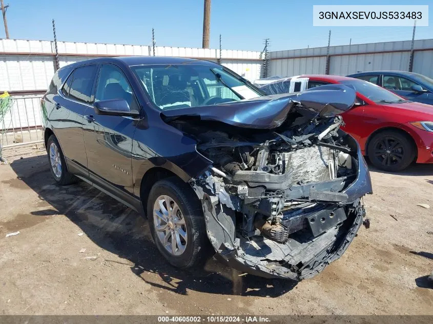 2018 Chevrolet Equinox Lt VIN: 3GNAXSEV0JS533483 Lot: 40605002