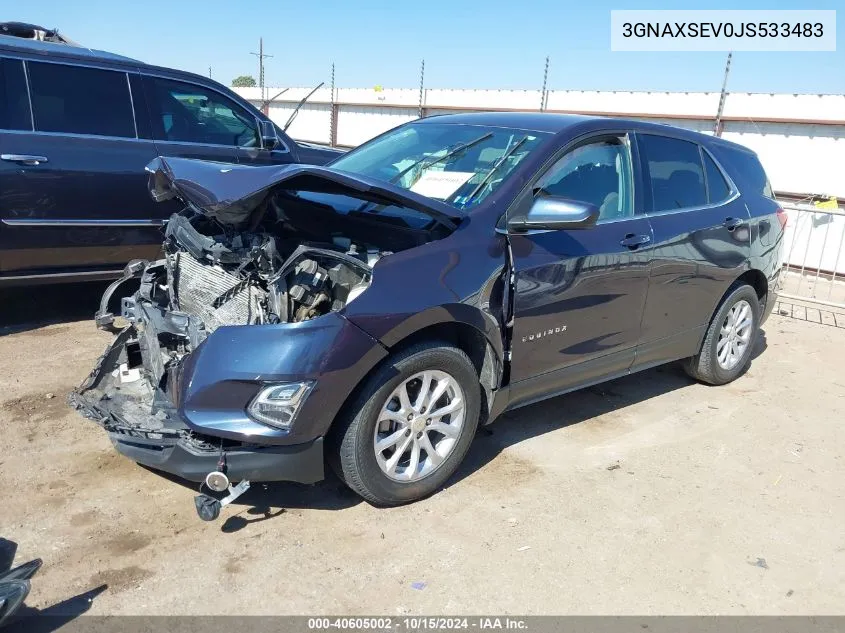 2018 Chevrolet Equinox Lt VIN: 3GNAXSEV0JS533483 Lot: 40605002