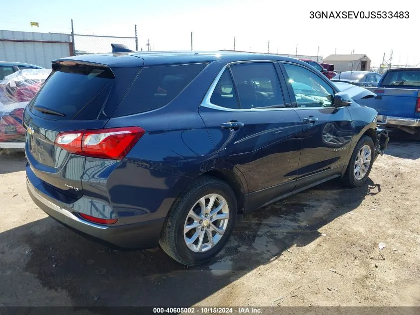 2018 Chevrolet Equinox Lt VIN: 3GNAXSEV0JS533483 Lot: 40605002