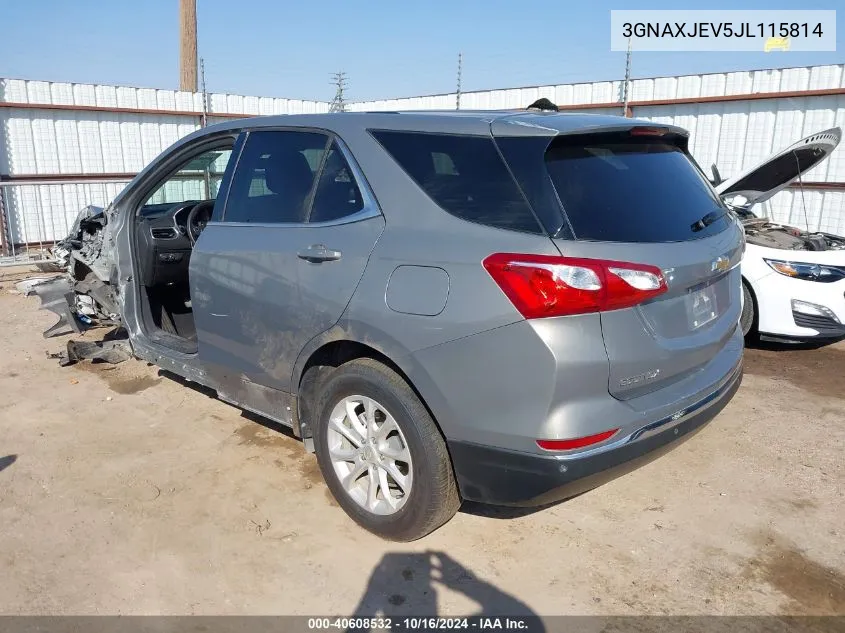 2018 Chevrolet Equinox Lt VIN: 3GNAXJEV5JL115814 Lot: 40608532