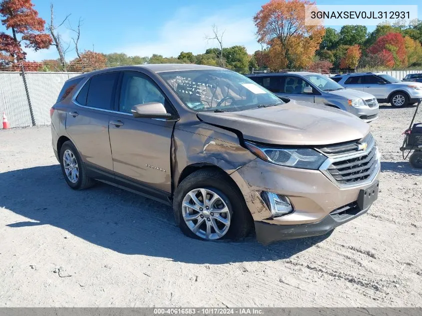 2018 Chevrolet Equinox Lt VIN: 3GNAXSEV0JL312931 Lot: 40616583