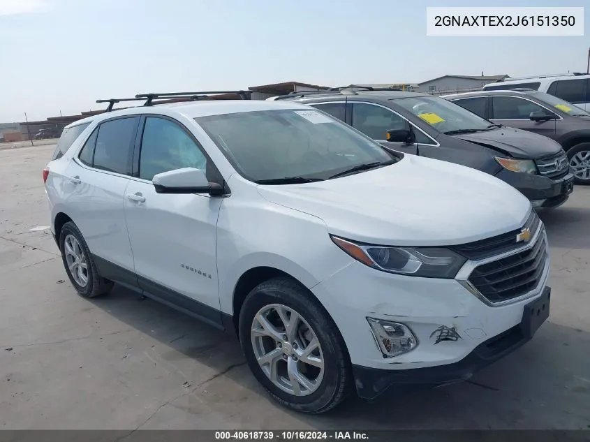 2018 Chevrolet Equinox Lt VIN: 2GNAXTEX2J6151350 Lot: 40618739