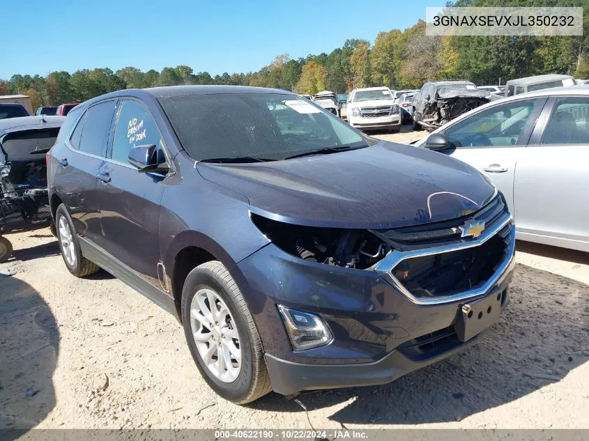 2018 Chevrolet Equinox Lt VIN: 3GNAXSEVXJL350232 Lot: 40622190