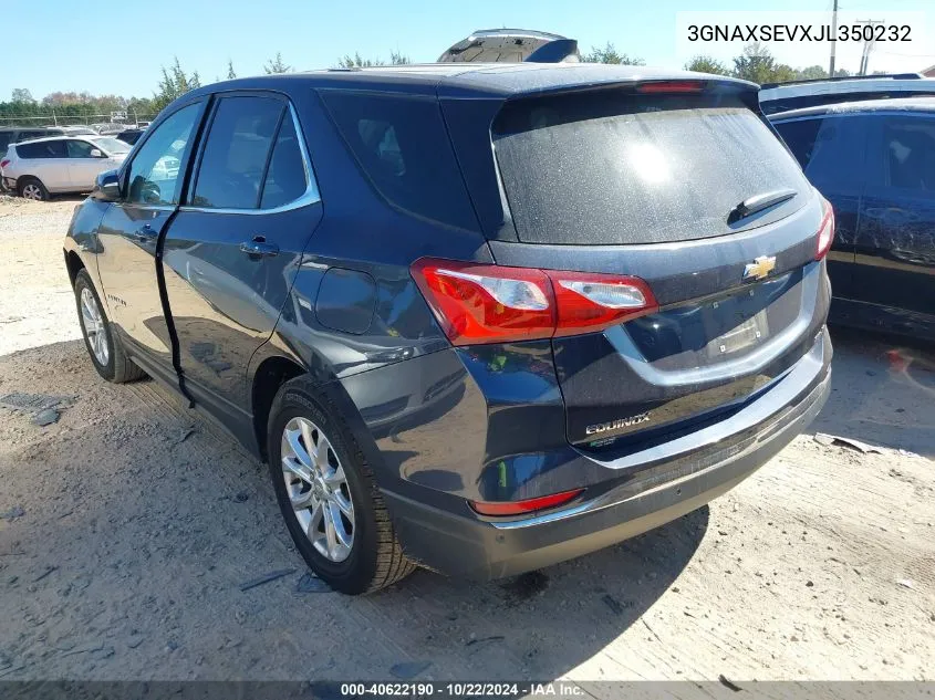 2018 Chevrolet Equinox Lt VIN: 3GNAXSEVXJL350232 Lot: 40622190