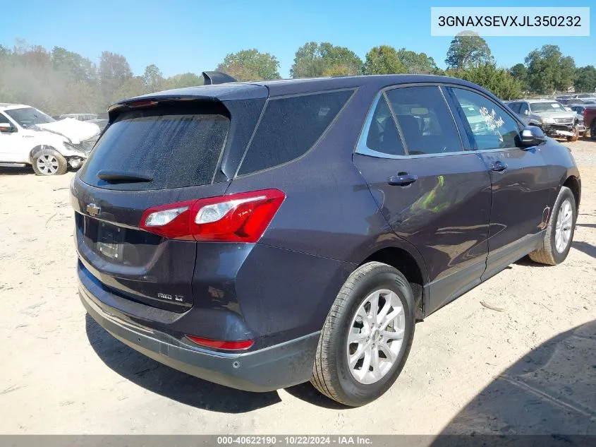 2018 Chevrolet Equinox Lt VIN: 3GNAXSEVXJL350232 Lot: 40622190