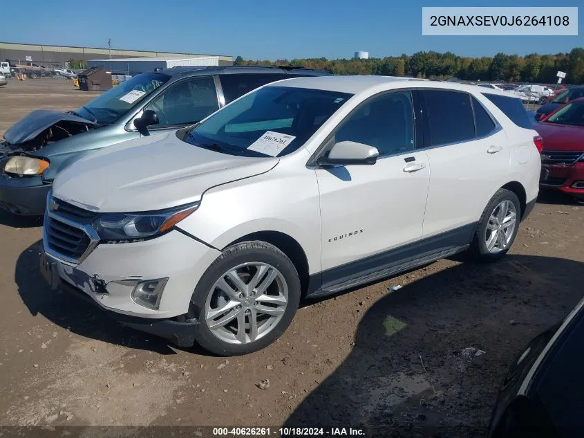 2018 Chevrolet Equinox Lt VIN: 2GNAXSEV0J6264108 Lot: 40626261