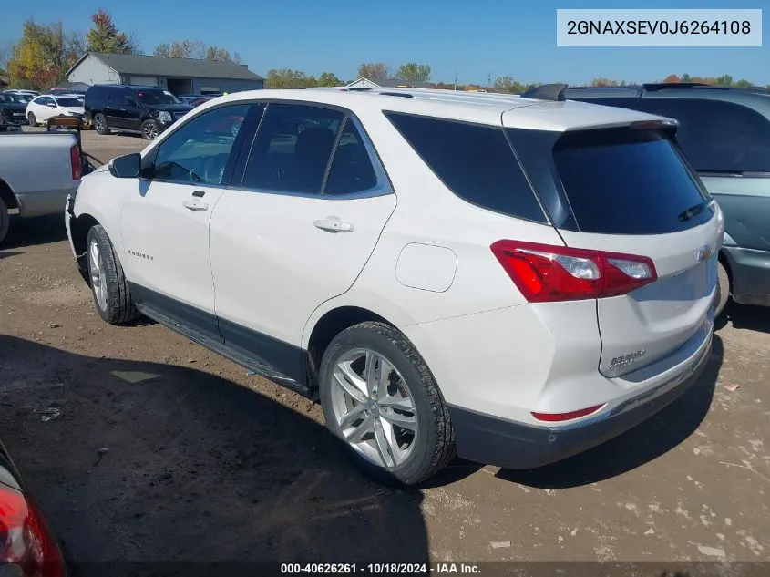 2018 Chevrolet Equinox Lt VIN: 2GNAXSEV0J6264108 Lot: 40626261