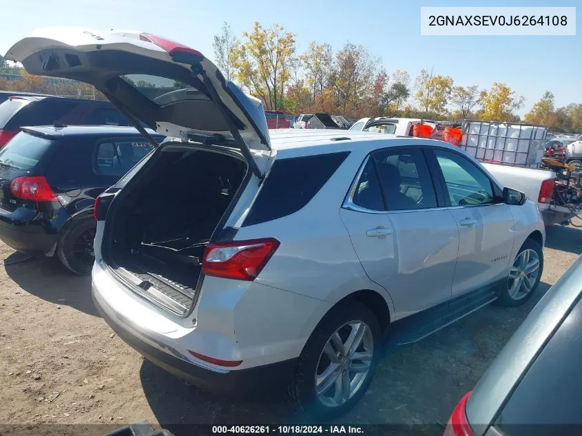 2018 Chevrolet Equinox Lt VIN: 2GNAXSEV0J6264108 Lot: 40626261