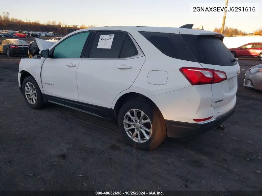 2018 Chevrolet Equinox Lt VIN: 2GNAXSEV0J6291616 Lot: 40632695