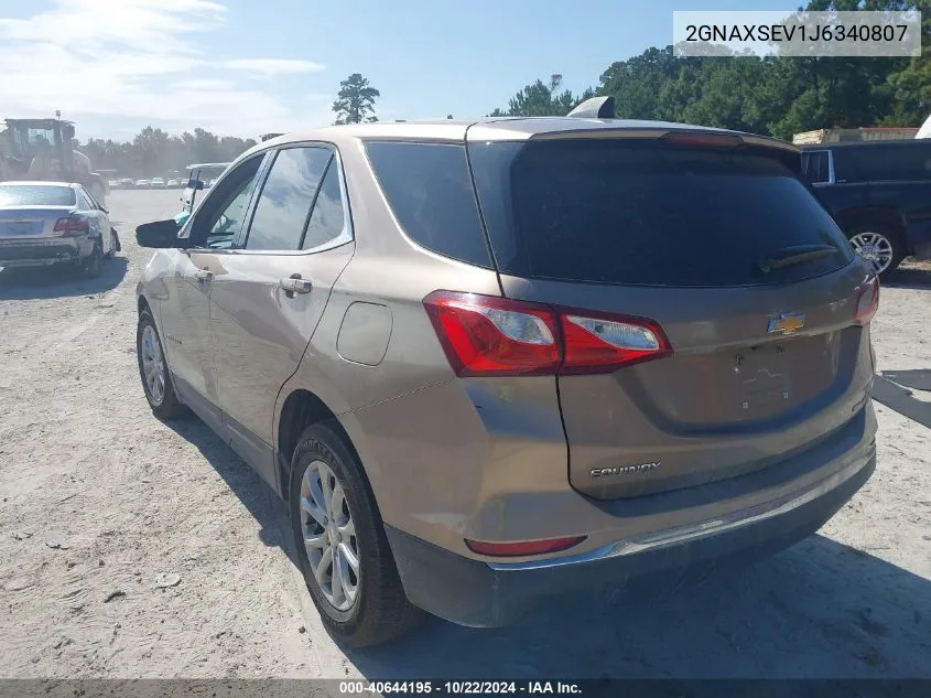 2018 Chevrolet Equinox Lt VIN: 2GNAXSEV1J6340807 Lot: 40644195