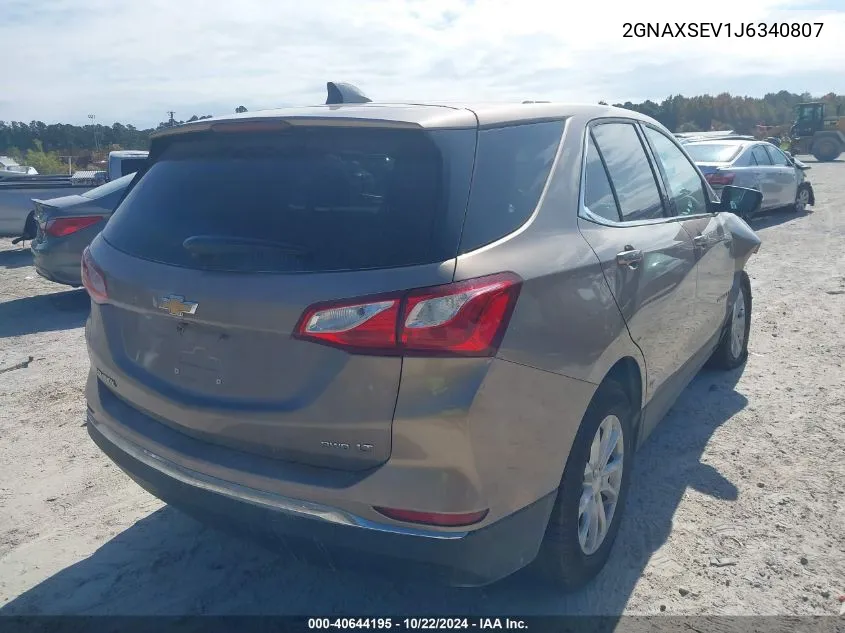 2018 Chevrolet Equinox Lt VIN: 2GNAXSEV1J6340807 Lot: 40644195