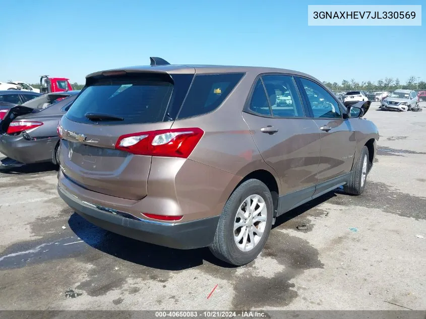 2018 Chevrolet Equinox Ls VIN: 3GNAXHEV7JL330569 Lot: 40650083