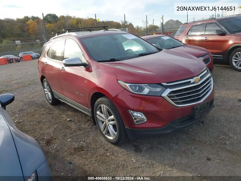 2018 Chevrolet Equinox Premier VIN: 2GNAXWEX1J6144651 Lot: 40655633