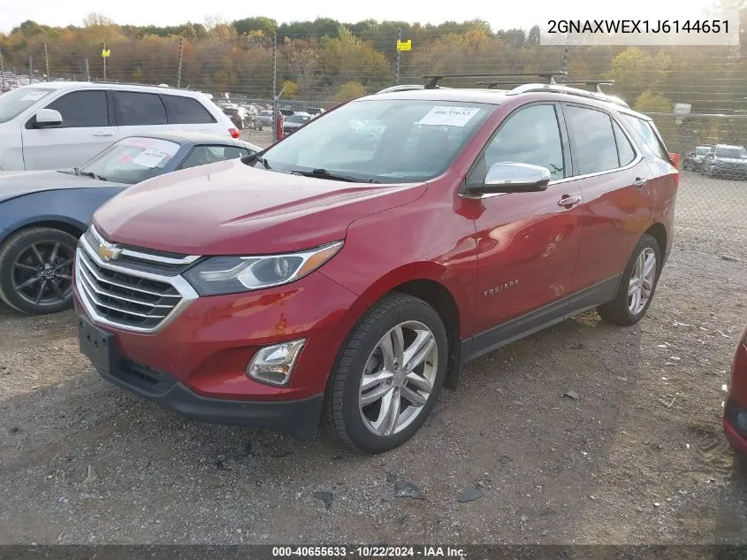 2018 Chevrolet Equinox Premier VIN: 2GNAXWEX1J6144651 Lot: 40655633