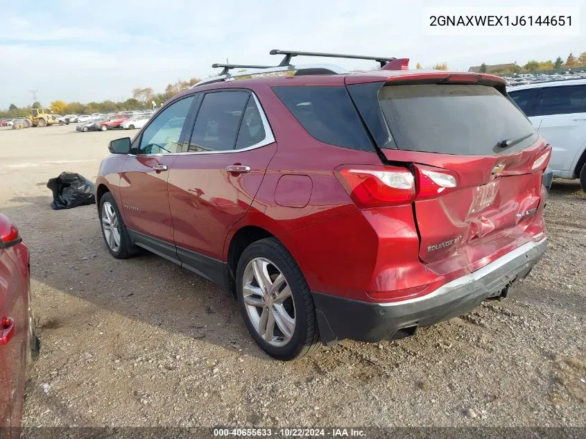 2018 Chevrolet Equinox Premier VIN: 2GNAXWEX1J6144651 Lot: 40655633