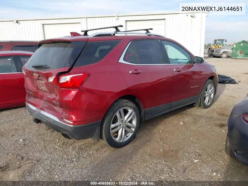 2018 Chevrolet Equinox Premier VIN: 2GNAXWEX1J6144651 Lot: 40655633