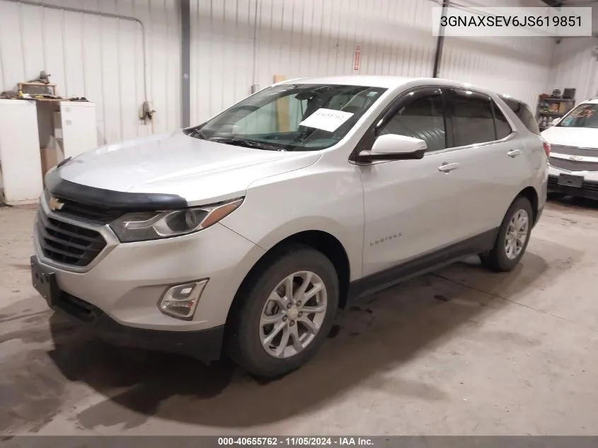 2018 Chevrolet Equinox Lt VIN: 3GNAXSEV6JS619851 Lot: 40655762