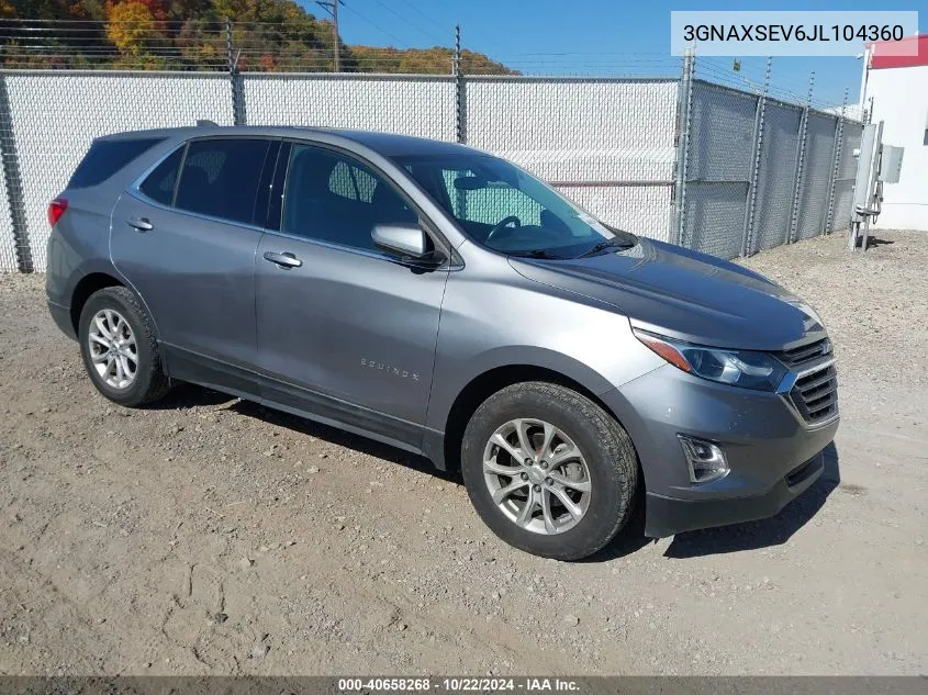 2018 Chevrolet Equinox Lt VIN: 3GNAXSEV6JL104360 Lot: 40658268